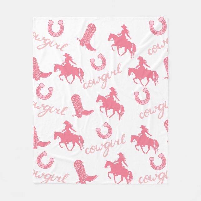 Rosa Western Cowgirl Blanket - Personlig Fleecefilt (Framsidan)