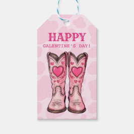 Rosa Western Cowgirl Boots Cow-print Gift-Märkre Presentetikett