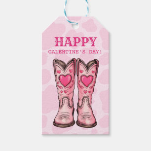 Rosa Western Cowgirl Boots Cow-print Gift-Märkre Presentetikett