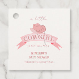 Rosa Western Cowgirl Hat Baby Shower Gåvor Etiketter