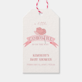 Rosa Western Cowgirl Hat Baby Shower Presentetikett