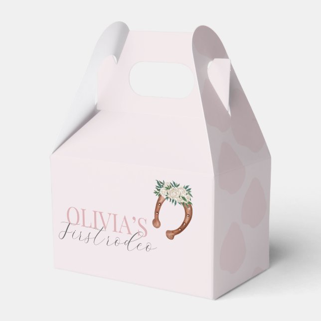 Rosa western cowgirl rodeo-fotofödelsedag presentaskar (Framsidan Sidan)