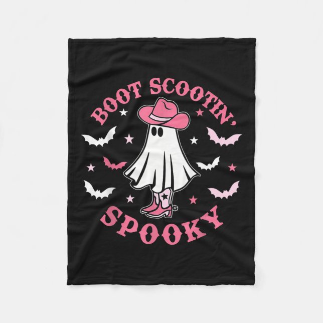 Rosa Western Halloween CowboyGhost Boot Scootin S Fleecefilt (Framsidan)