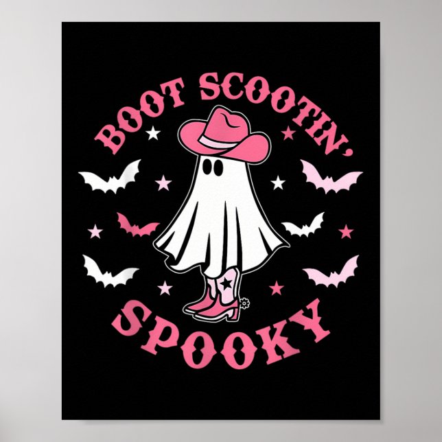 Rosa Western Halloween CowboyGhost Boot Scootin S Poster (Framsidan)