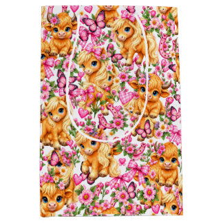 Rosa western highlandko och ponny presentpapper
