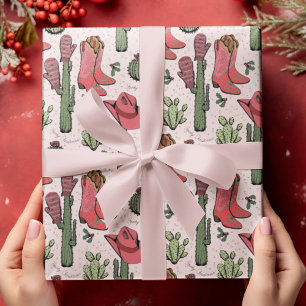 Rosa Western Howdy jul Cowgirl Presentpapper