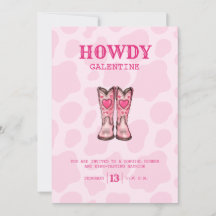 Rosa Western inbjudan till Cowgirl Valentine Party