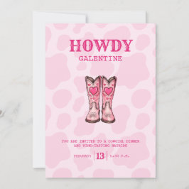 Rosa Western inbjudan till Cowgirl Valentine Party