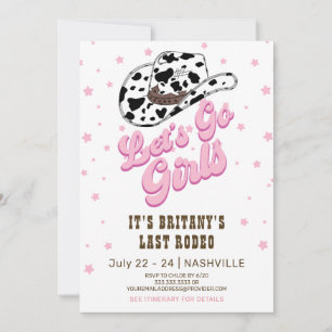 Rosa Western Låt oss Go Girls Bachelorette Party Inbjudningar