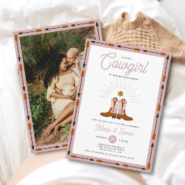 Rosa Western Little Cowgirl Rodeo Baby Shower Inbjudningar