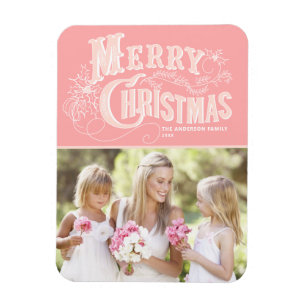 Rosa Western Typography God jul Photo Magnet