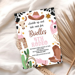 Rosa Western Vilda western 4: Rodeo Birthday Inbjudningar