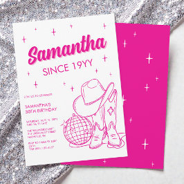 Rosa Westerna Land Disco 30års födelsedag Party Inbjudningar