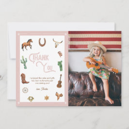 Rosa Westernt första födelsedagsrodeo - tackkort Tack Kort