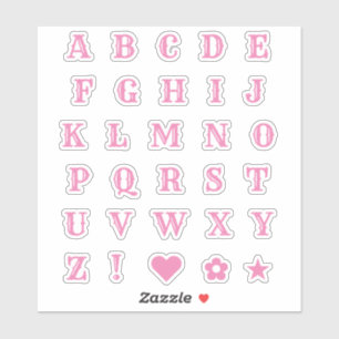 Rosa Westernt Temaparty Brev Monogram Alphabet Klistermärken