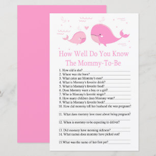 Rosa Whale Hur bra vet du om babyduschspel?