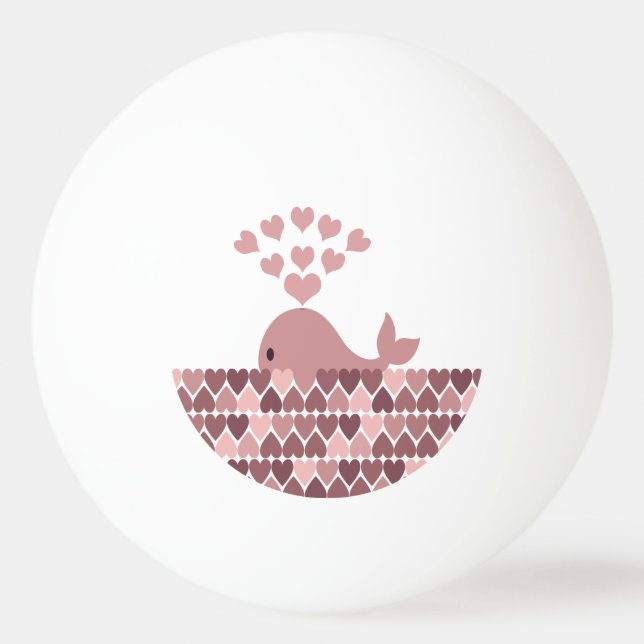 Rosa Whale Kärlek Pingisboll (Framsidan)