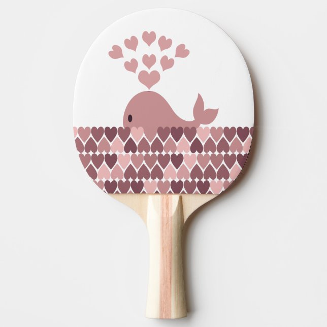 Rosa Whale Kärlek Pingisracket (Framsidan)