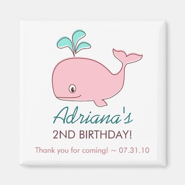 Rosa Whale Magnet Party favors (Framsidan)