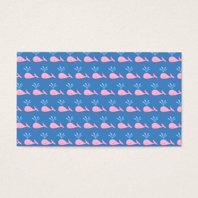 Rosa Whale Mönster på Blue. Visitkort (Framsidan)