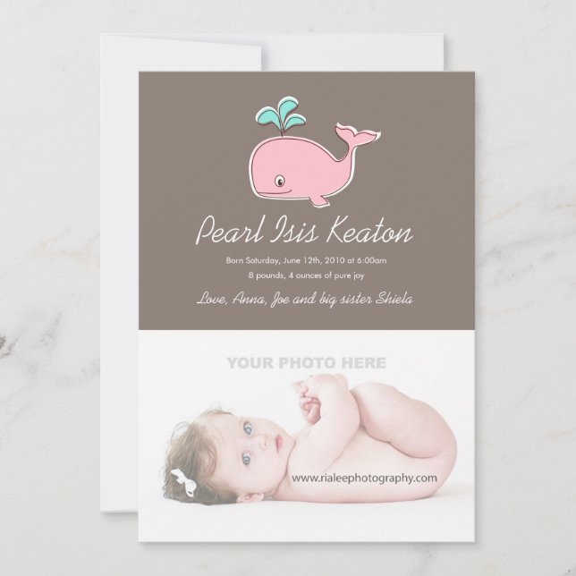 Rosa Whale Photo Meddelements Meddelande (Framsida)