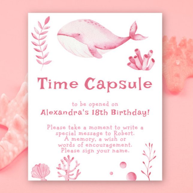 Rosa Whale Time Capsule 1:a födelsedagen Poster (Skapare uppladdad)
