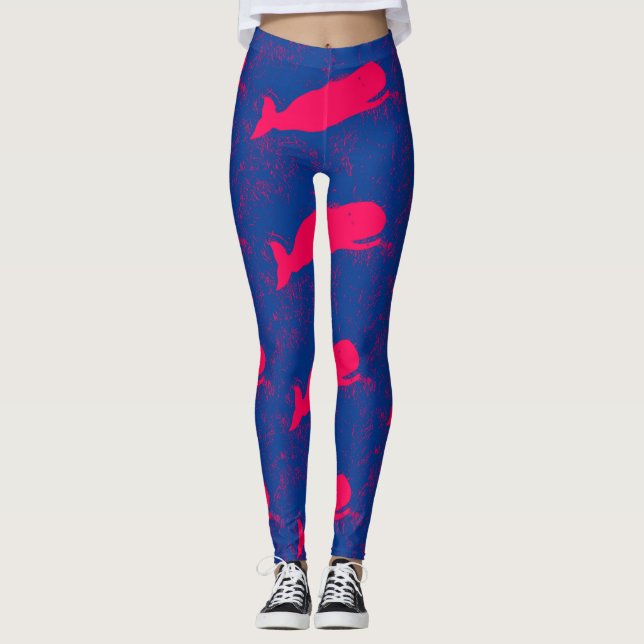 rosa whales blue leggings (Framsida)