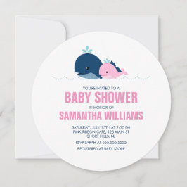 Rosa Whales Girl Baby Shower Inbjudningar