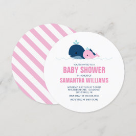 Rosa Whales Girl Baby Shower Inbjudningar