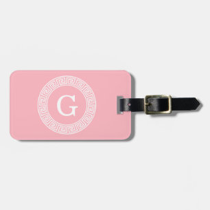 Rosa Whgrekiska Nyckel Rnd Ram Initial Monogram Bagagebricka