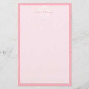 Rosa Whgrekiska Nyckel Rnd Ram Initial Monogram Brevpapper