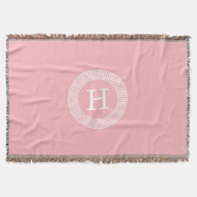 Rosa Whgrekiska Nyckel Rnd Ram Initial Monogram Filt (Framsidan)
