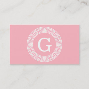 Rosa Whgrekiska Nyckel Rnd Ram Initial Monogram Visitkort