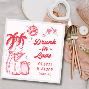 Rosa Whimsical Berusad I Kärlek Cocktail Bröllop Pappersservett