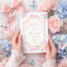 Rosa Whimsical Blommig Flick Bebis Shower