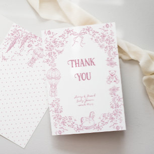 Rosa Whimsical Blommigt Baby Shower Tack Kort