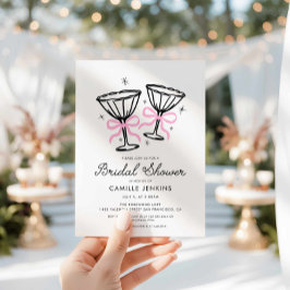 Rosa Whimsical Champagne Inbjudningskort för möhip