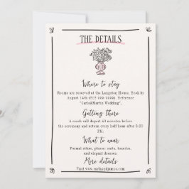 Rosa Whimsical Hand plockade Bröllop Information C Spara Datumet