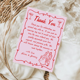 Rosa Whimsical Hand plockade Bröllop - tackkort Tack Kort