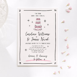 Rosa Whimsical Hand plockade Cake & Handskriftlig Inbjudningar