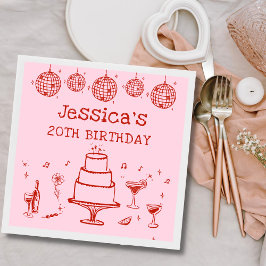 Rosa Whimsical Hand plockade Funky Cocktail Birthd Pappersservett