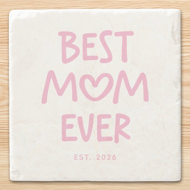 Rosa Whimsical Heart Bästa mamma någonsin Stenunderlägg (Pink Whimsical Heart Best Mom Ever Stone Coaster)