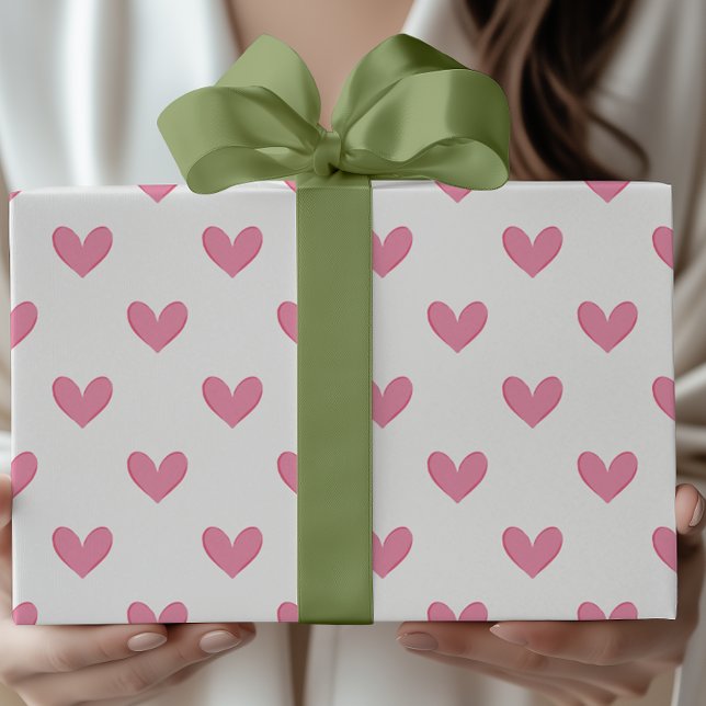 Rosa Whimsical Hearts Presentpapper (Skapare uppladdad)