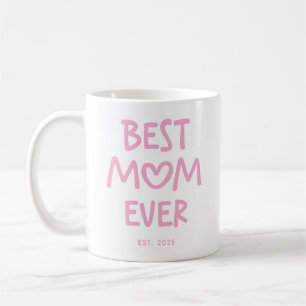 Rosa Whimsical Hjärtan Bästa Mamma Någonsin Kaffemugg