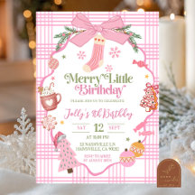  Rosa Whimsical Jul Merry Little Födelsedag