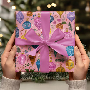 Rosa Whimsical juldekorationer Presentpapper