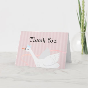 Rosa Whimsical Princess Svan Baby Shower Tack Kort