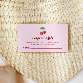 Rosa Whimsical Retro Cherries | Diaper Raffle Tilläggskort