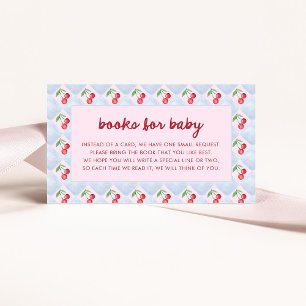 Rosa Whimsical Retro Körsbär Böcker för Bebis Tilläggskort
