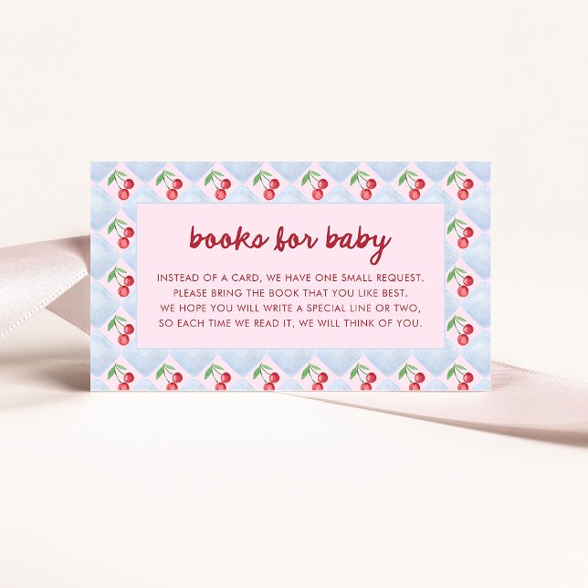 Rosa Whimsical Retro Körsbär | Böcker för Bebis Tilläggskort (Skapare uppladdad)